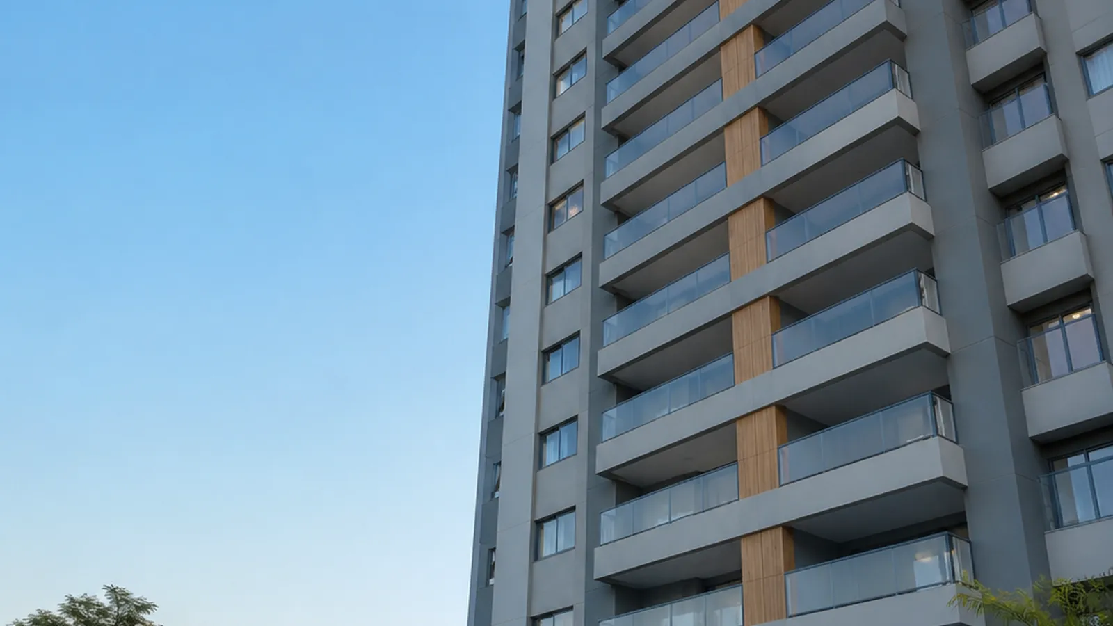 Fachada de um prédio residencial em condomínio